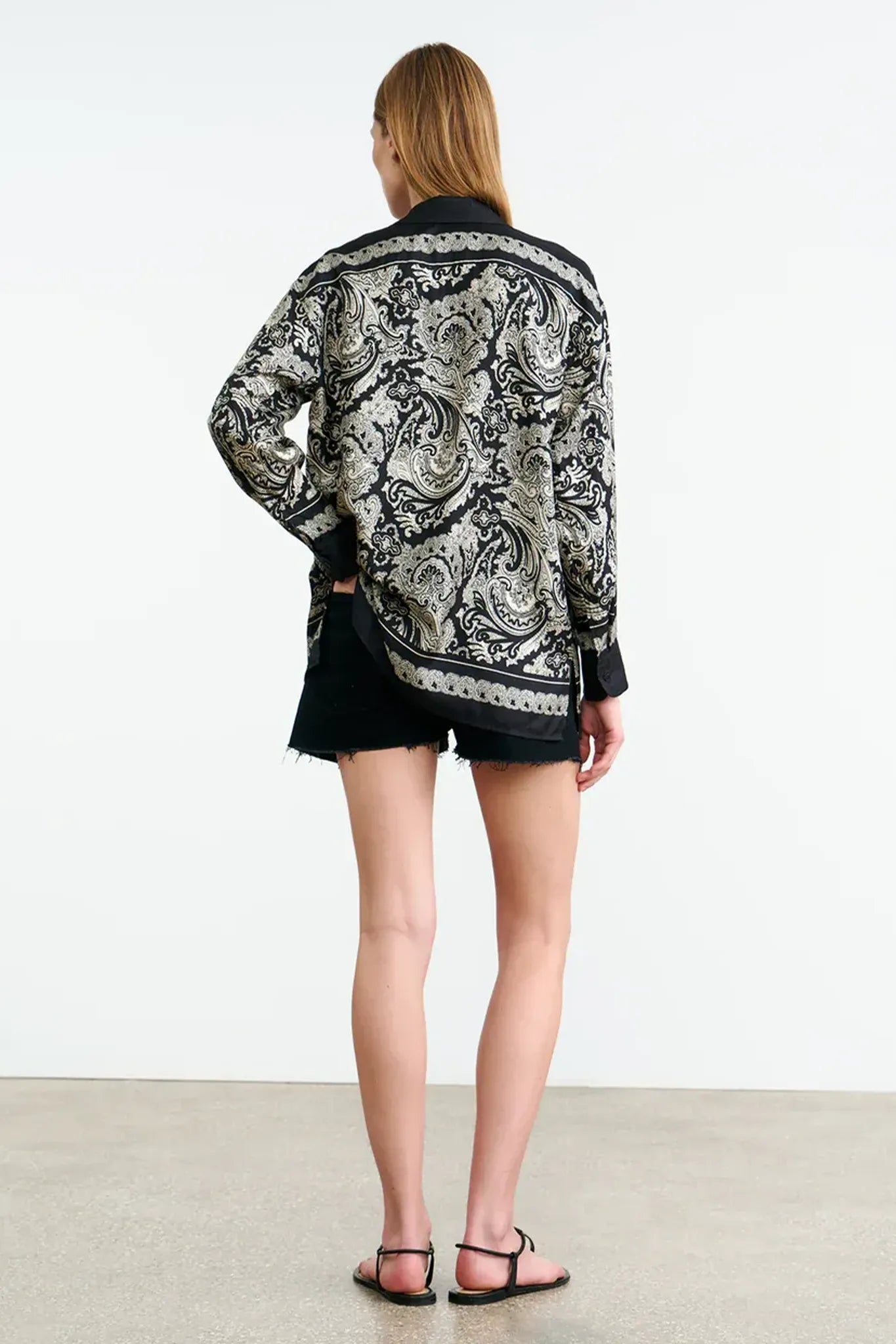Shirt Alfie Printed Silk in Black/ivory'