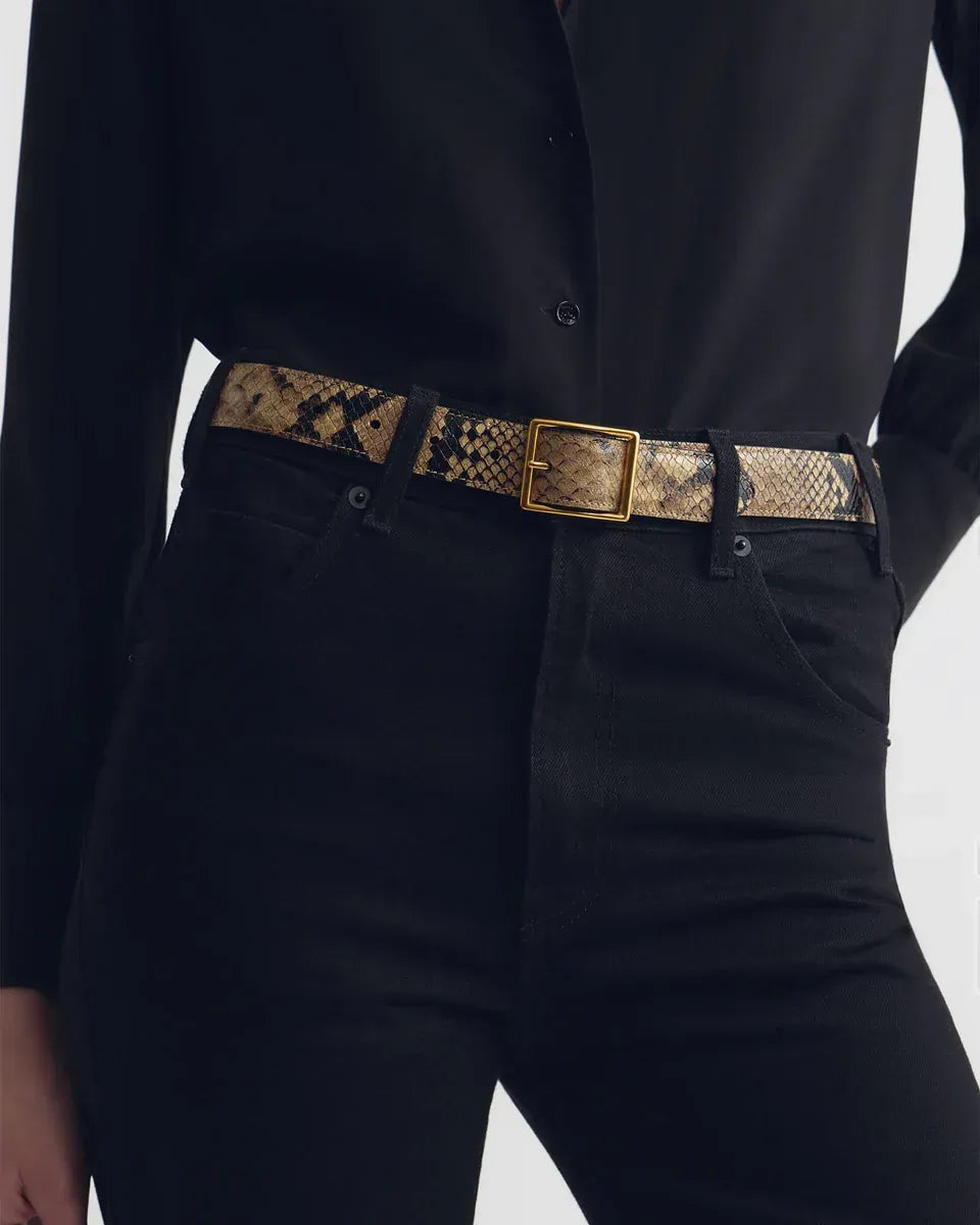 Gürtel Gabriele in Taupe Snakeskin Gold Buckle