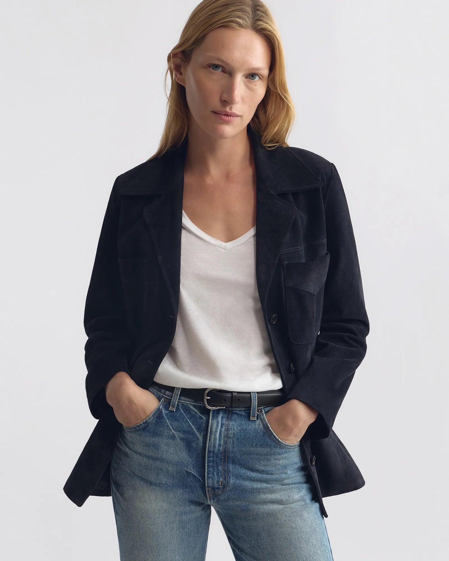 Lederjacke Dominic Suede in Midnight
