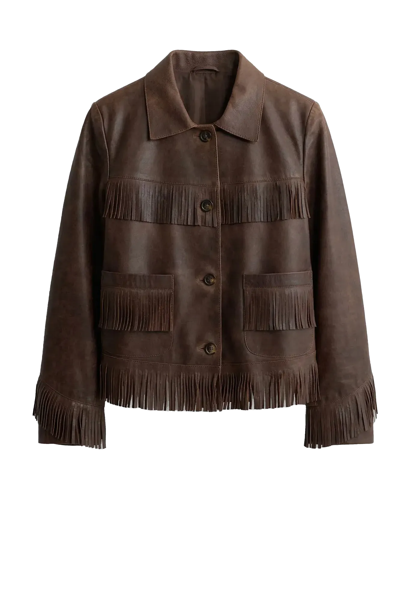 Lederjacke Lazare Fringe in Dark Brown