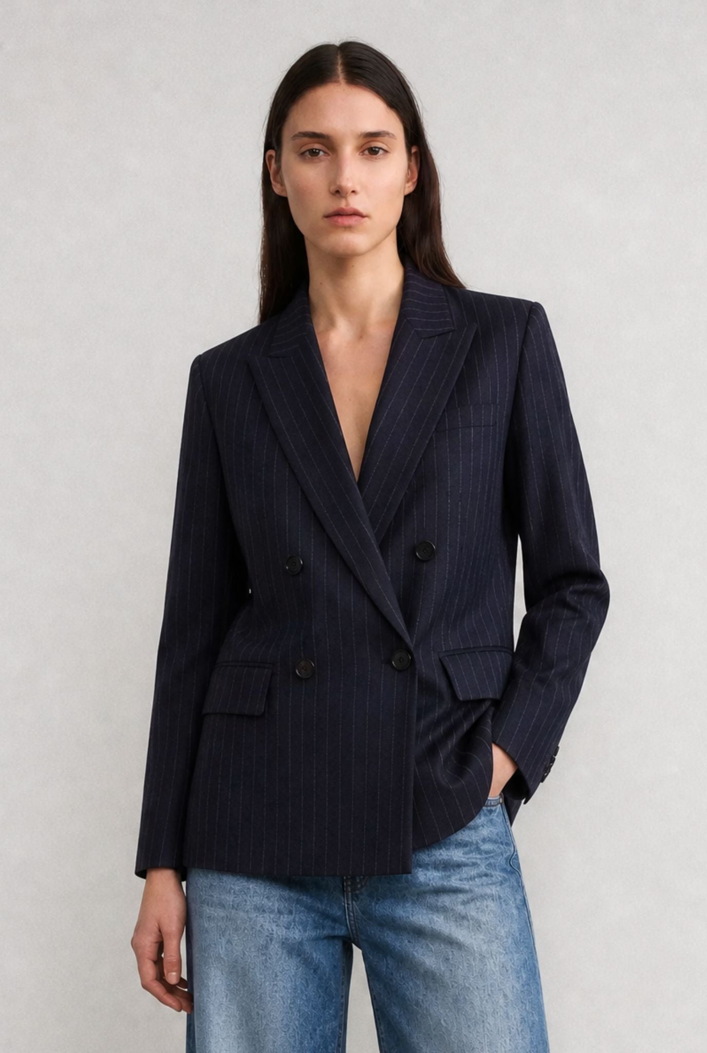 Blazer Leston in Midnight Pinstripes