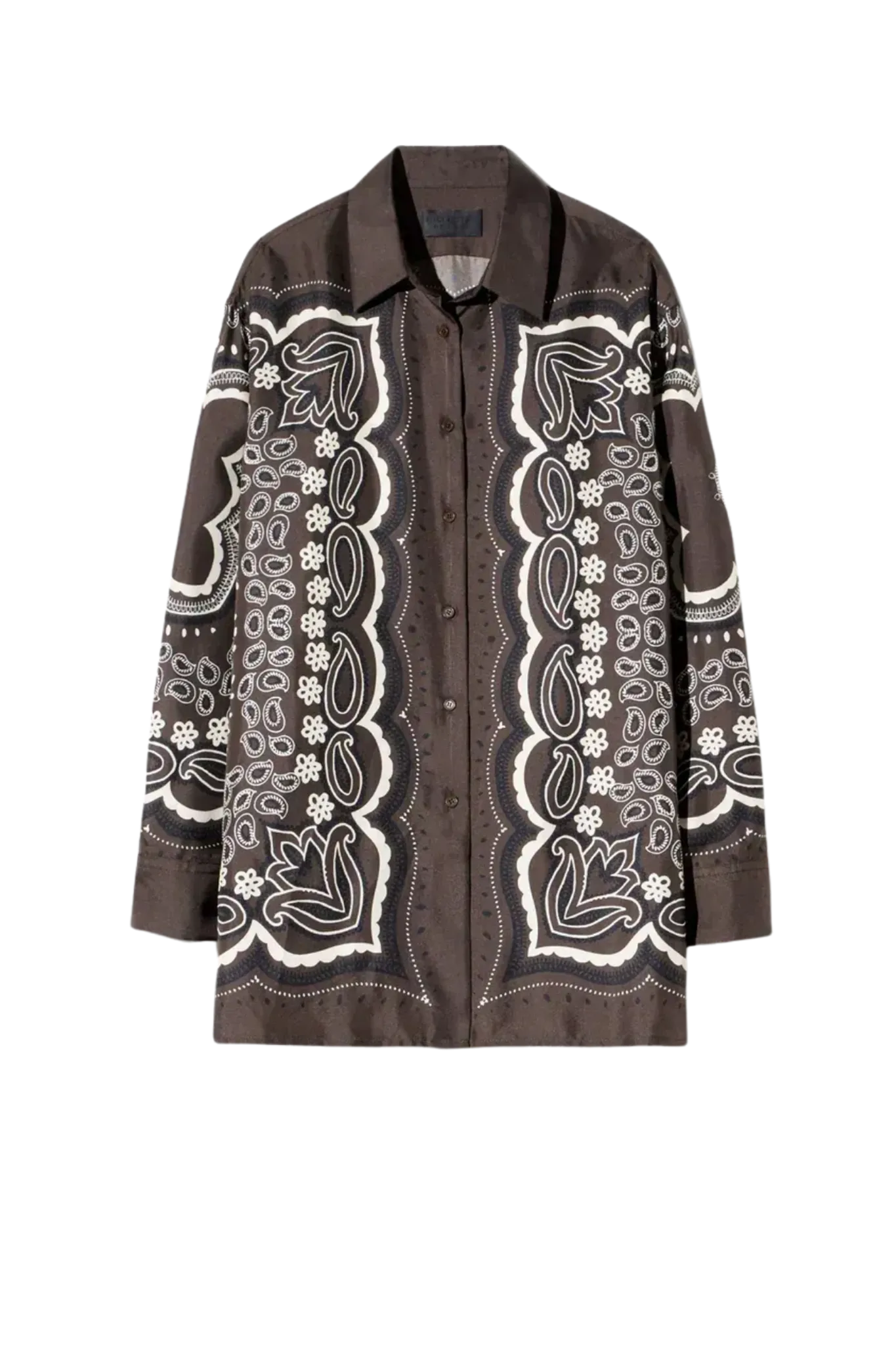 Shirt Alfie Silk in Brown-Ivory Bandana Print