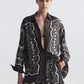 Shirt Alfie Silk in Brown-Ivory Bandana Print
