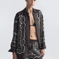 Shirt Alfie Silk in Brown-Ivory Bandana Print