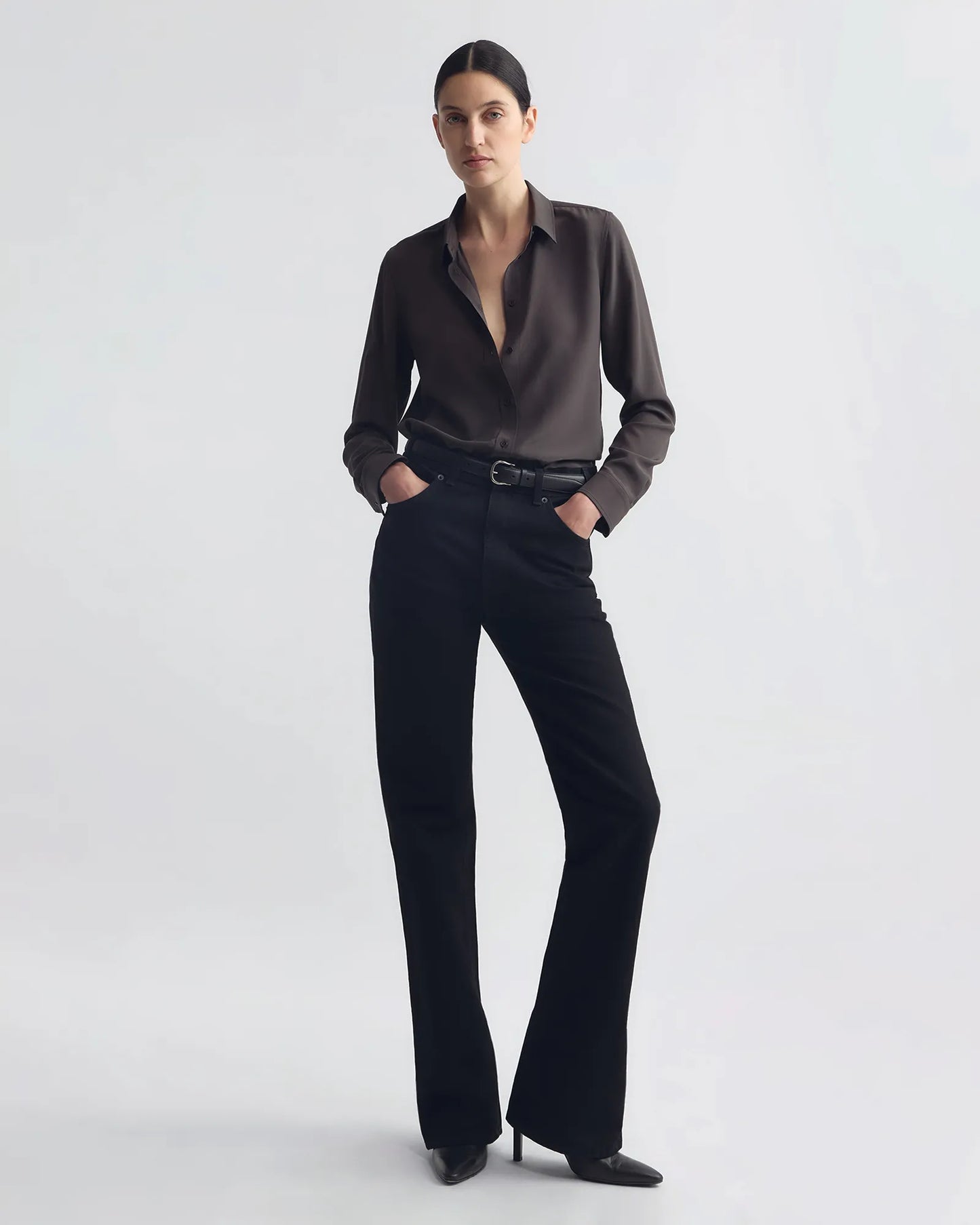 Shirt Gaia Slim in Chocolate Brown