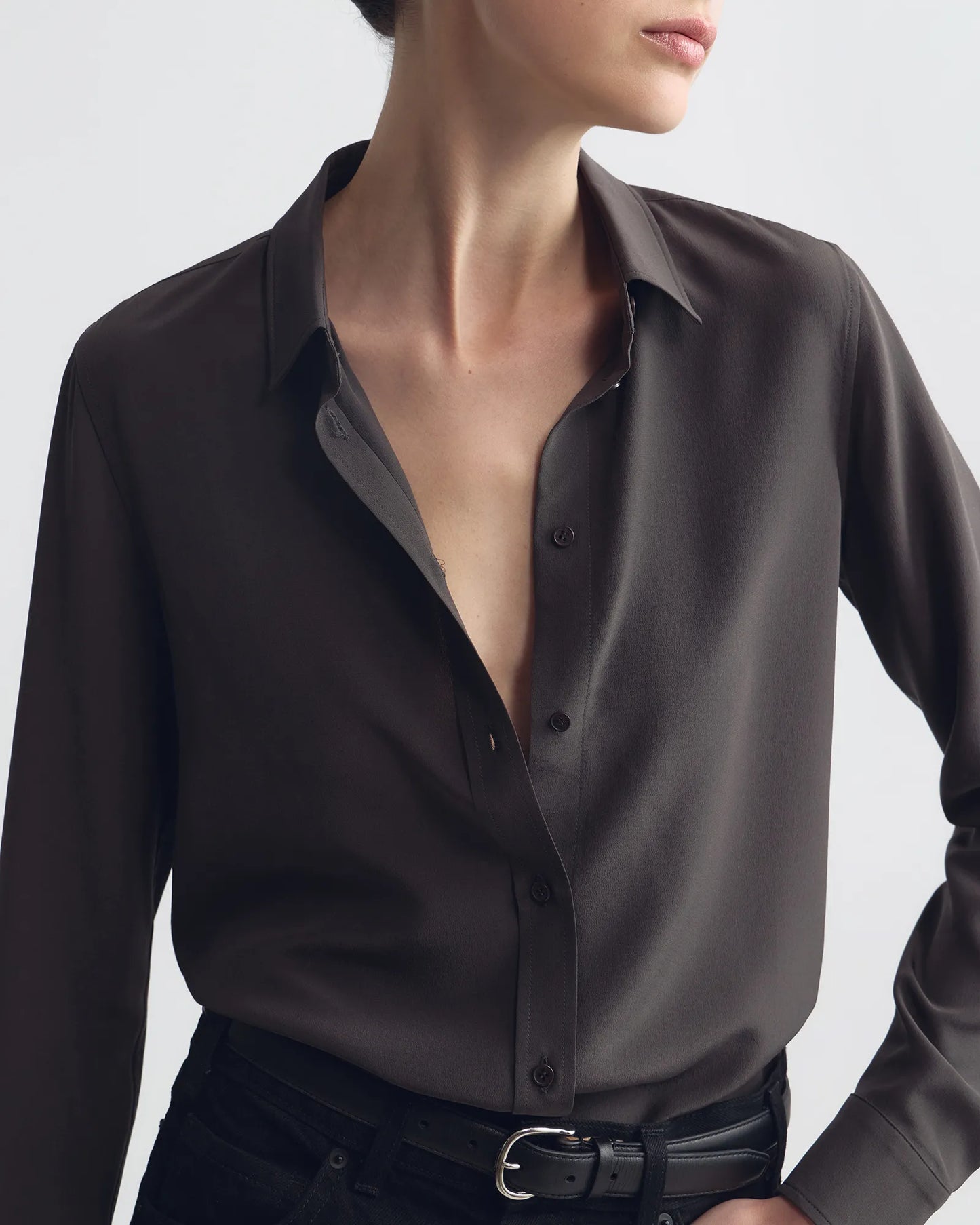 Shirt Gaia Slim in Chocolate Brown