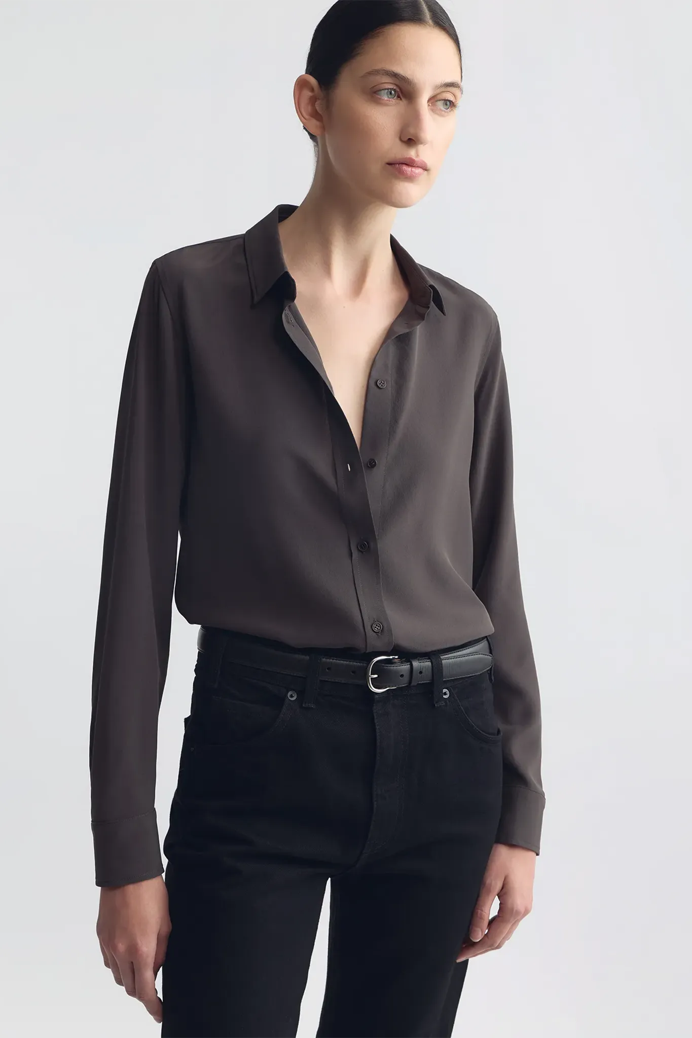Shirt Gaia Slim in Chocolate Brown