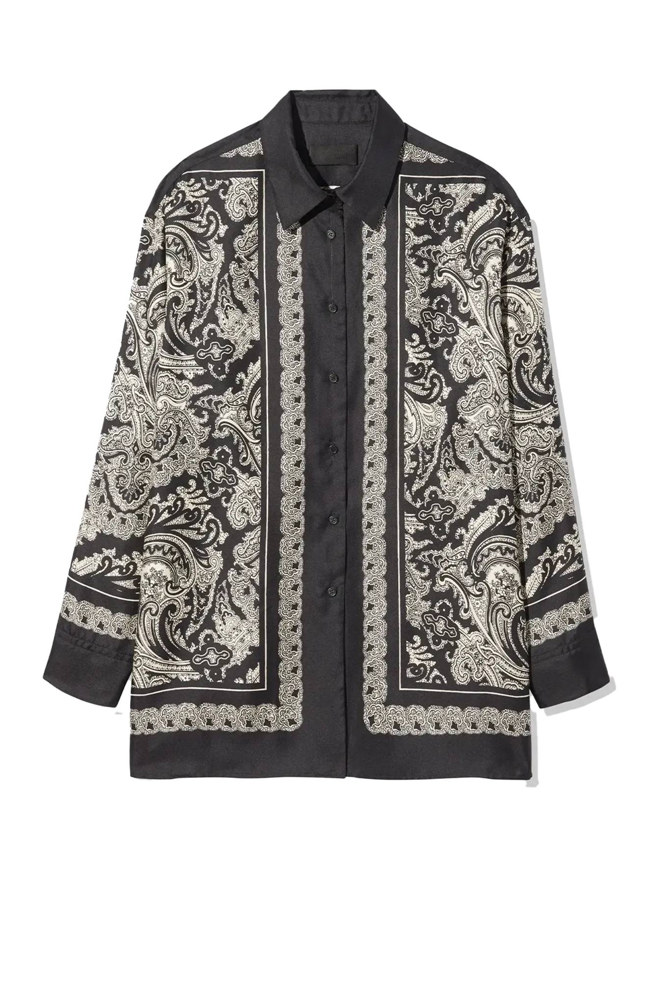 Shirt Alfie Printed Silk in Black/ivory'