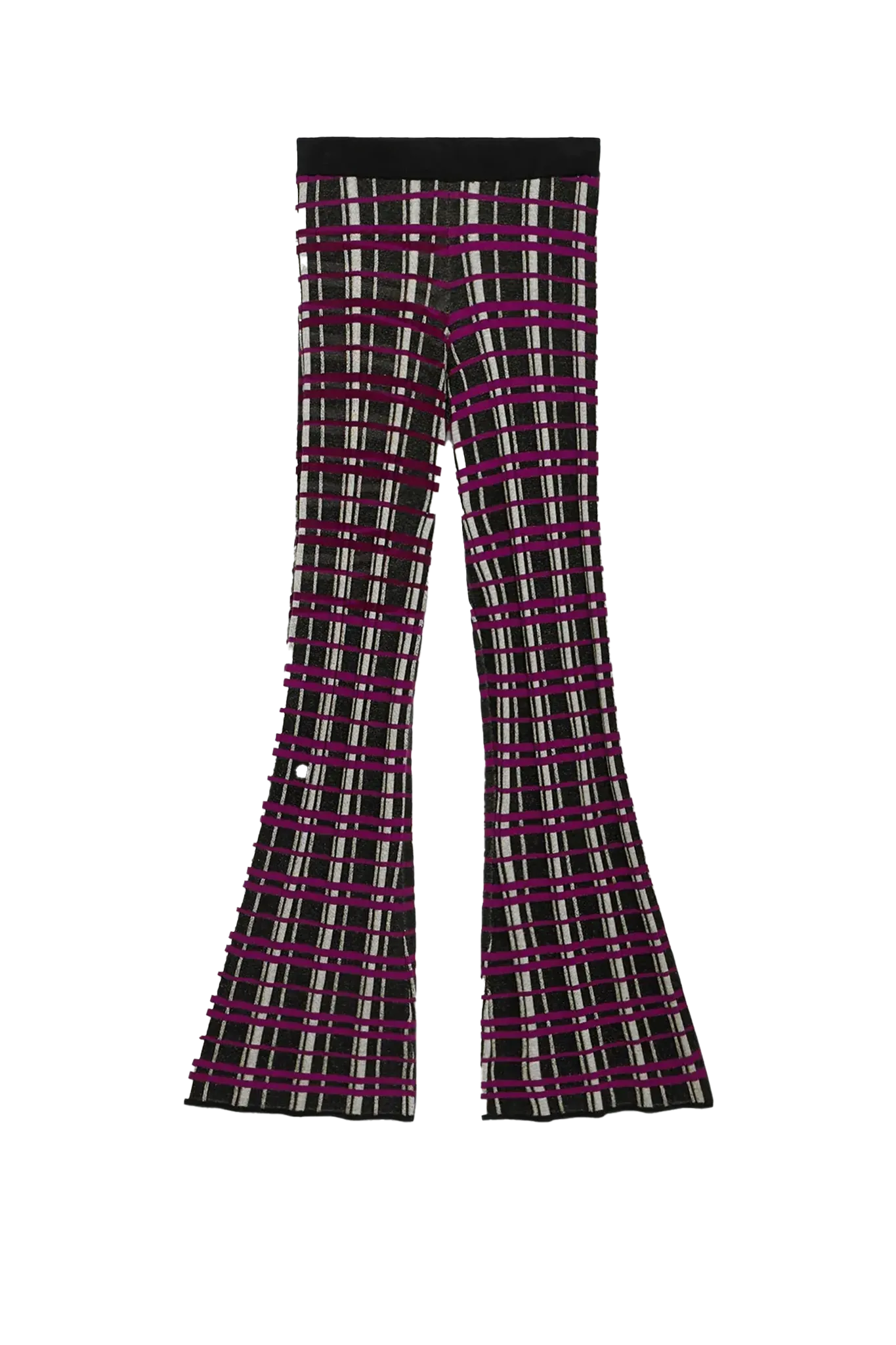 Plaid Flare Pants in Black Combo