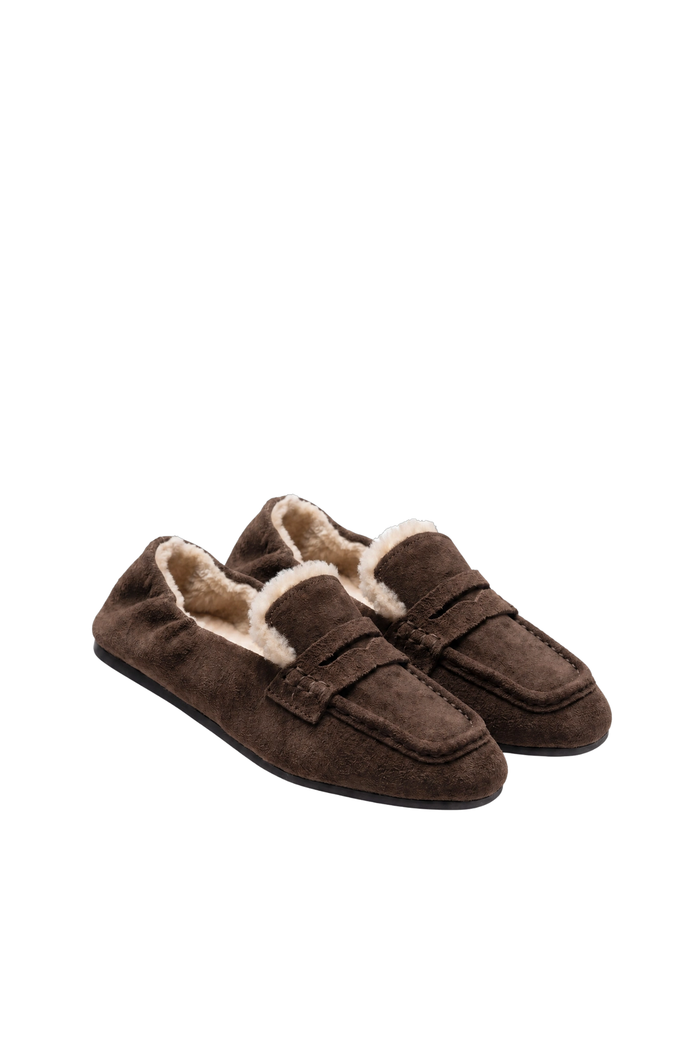 Penny Loafer Square Fur in Dark Brown