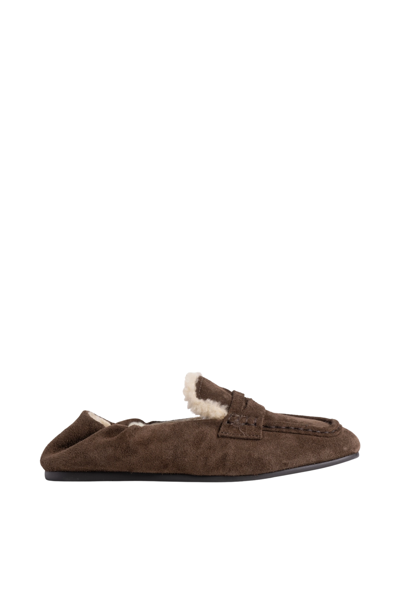 Penny Loafer Square Fur in Dark Brown
