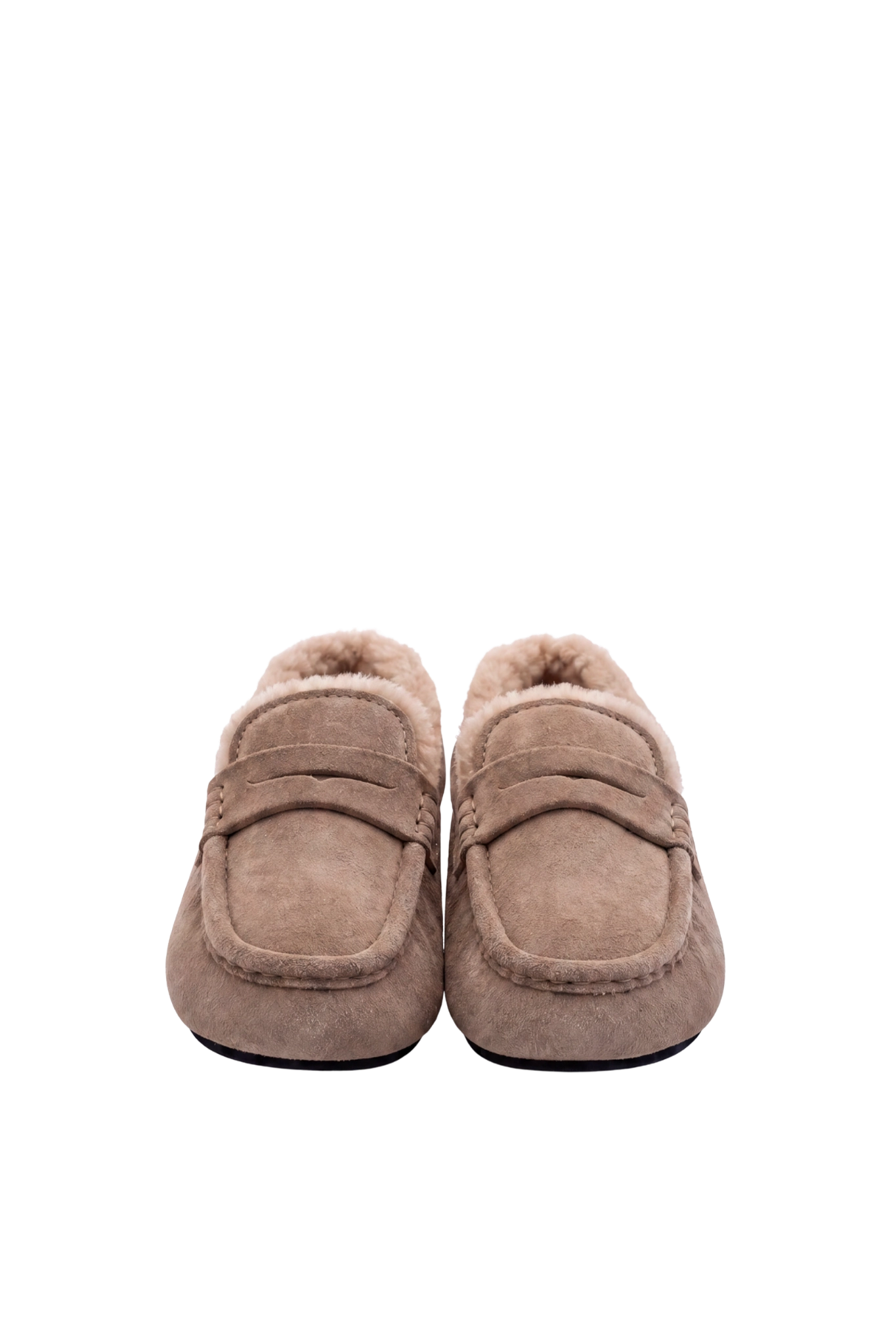 Penny Loafer Square Fur in Light Taupe