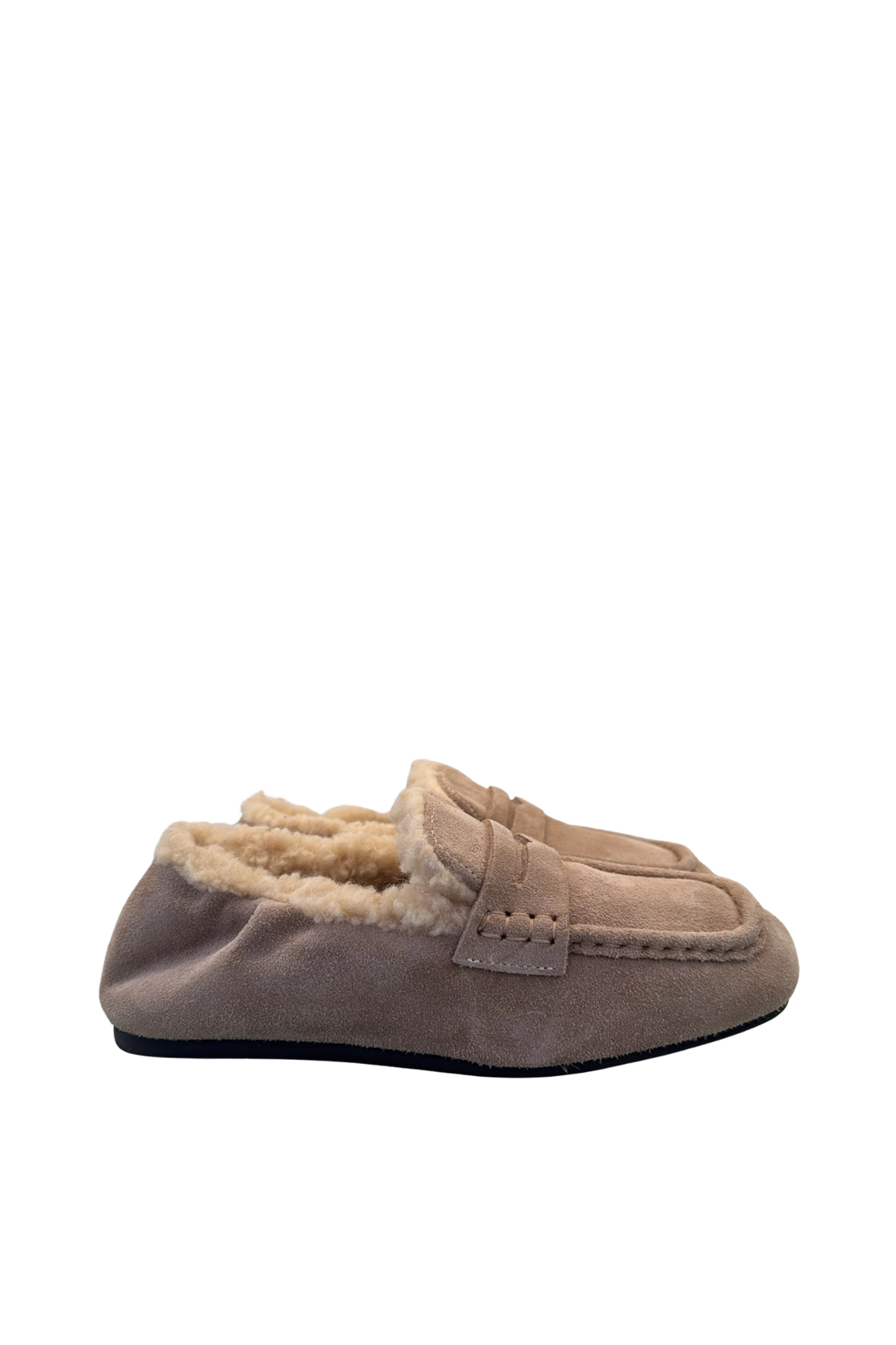Penny Loafer Square Fur in Light Taupe