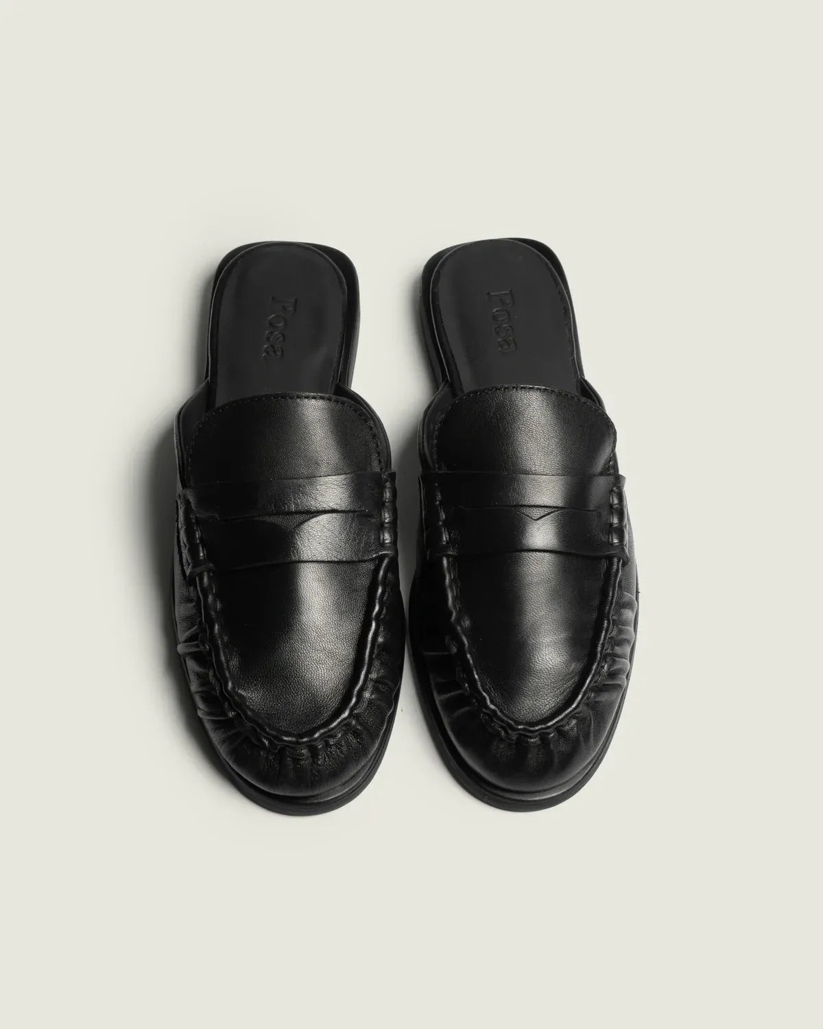 Penny Mule Leather in Black