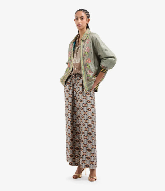 Aloe Palazzo Silk trousers in Naturale