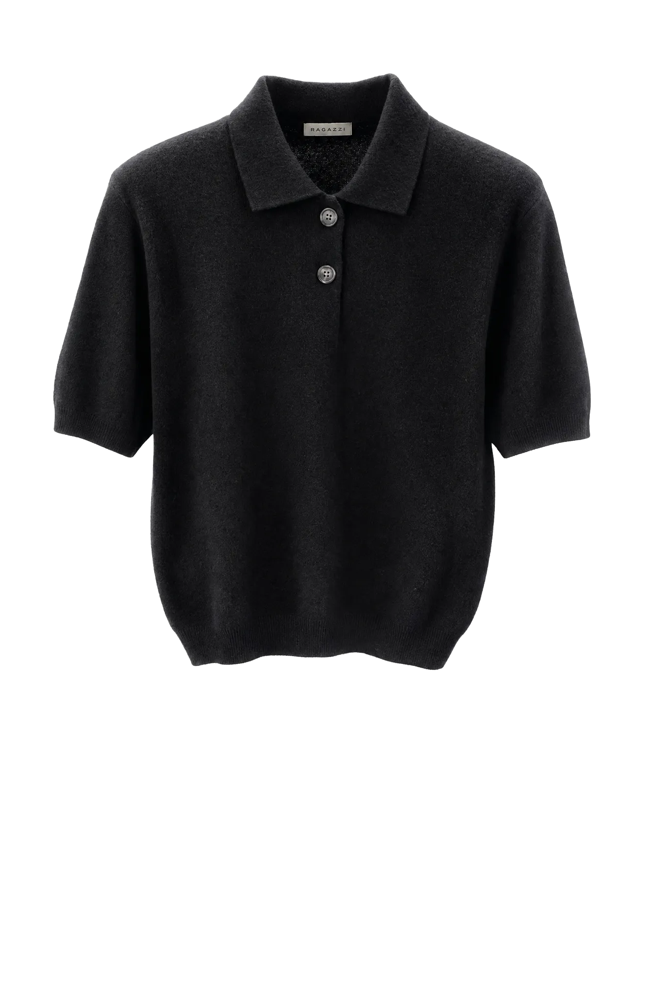 Polo Neck Sweater Short Sleeve in Black