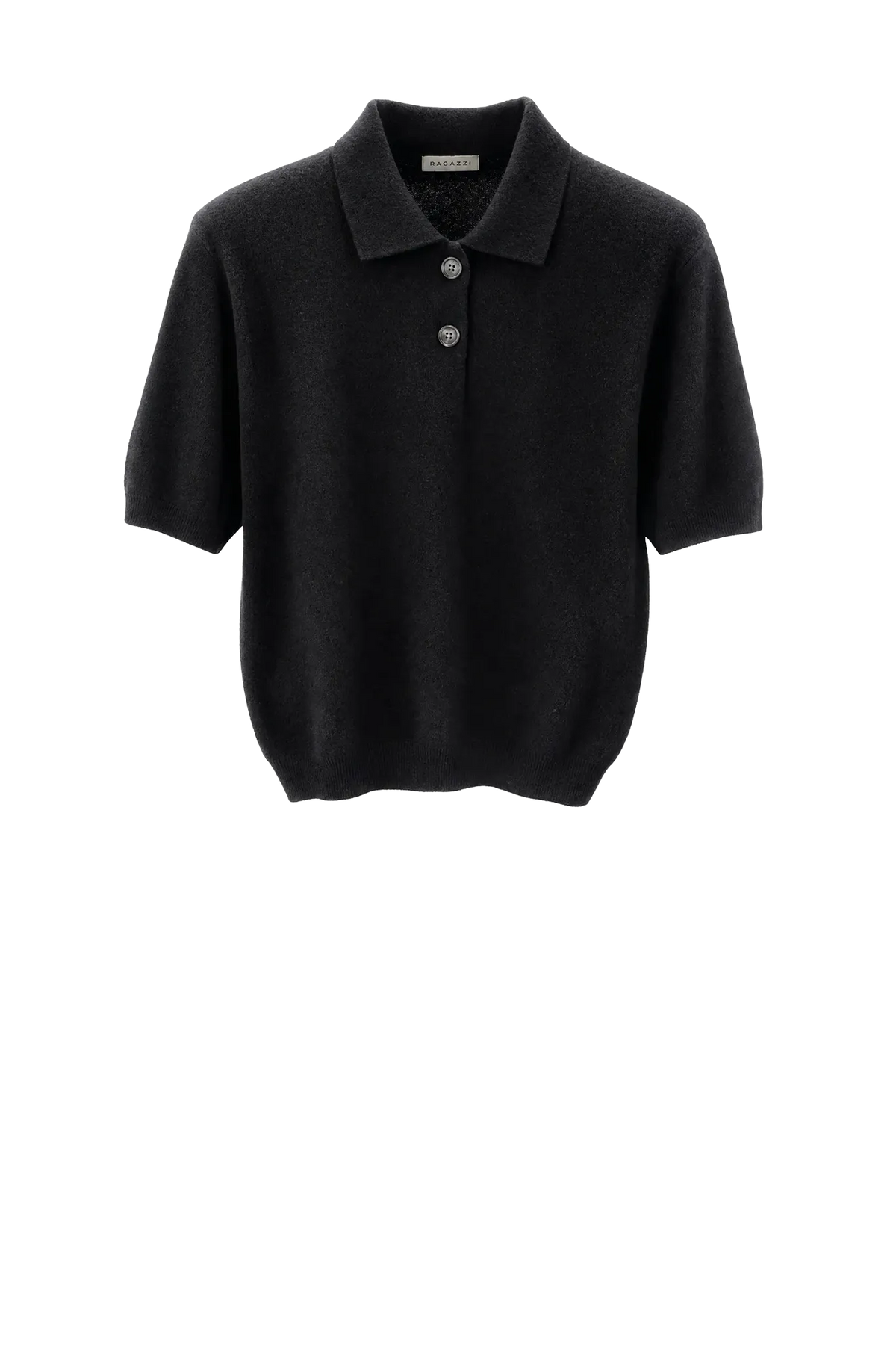 Polo Neck Sweater Short Sleeve in Black