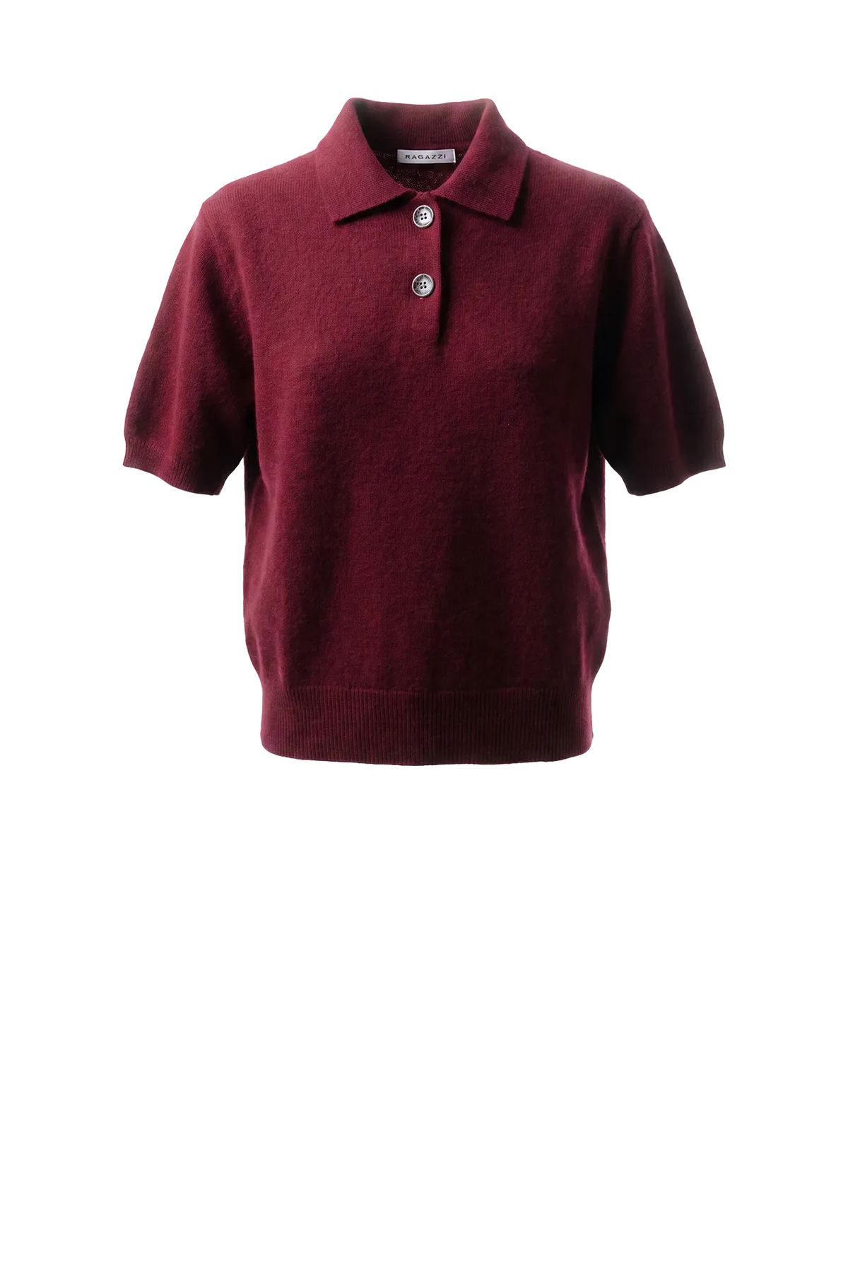 Polo Neck Sweater Short Sleeve in Bordeaux