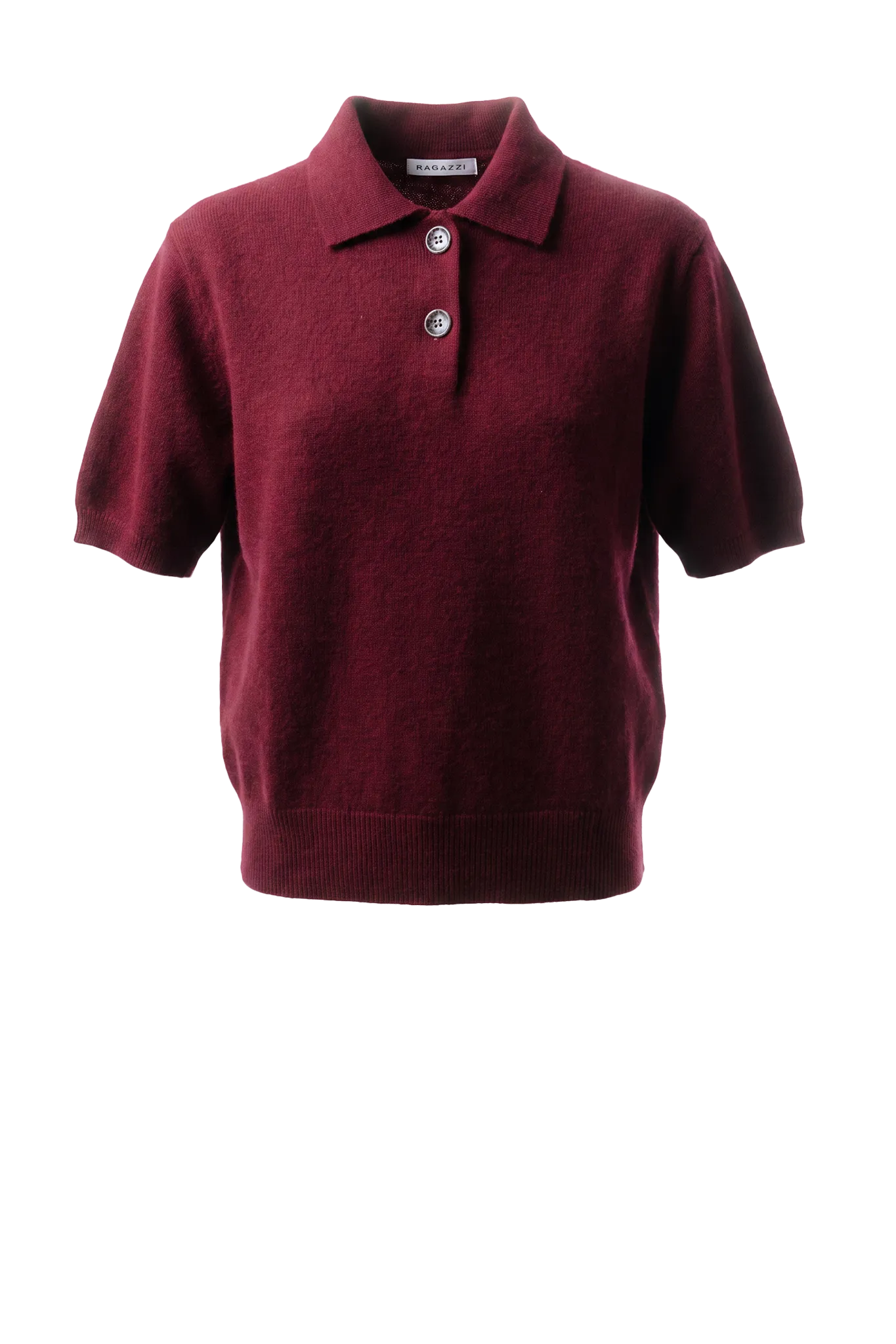 Polo Neck Sweater Short Sleeve in Bordeaux