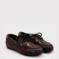 Boat Loafer Brushed Box Leather in Burgundy