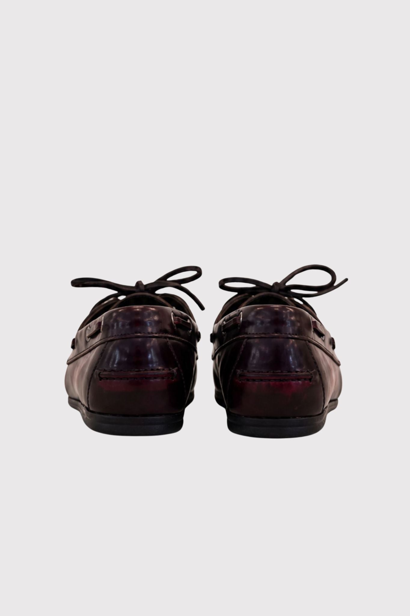 Boat Loafer Brushed Box Leather in Burgundy