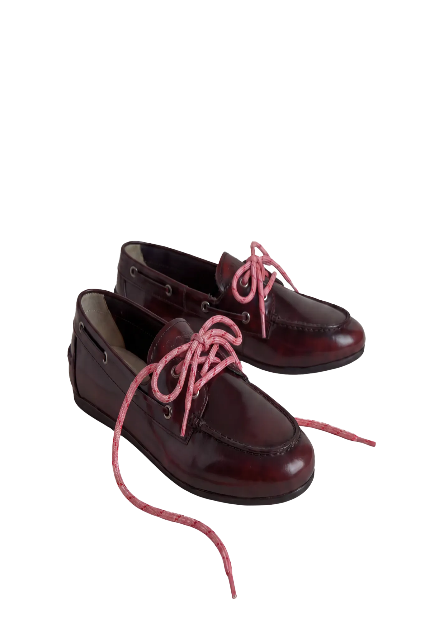 Boat Loafer Brushed Box Leather in Burgundy
