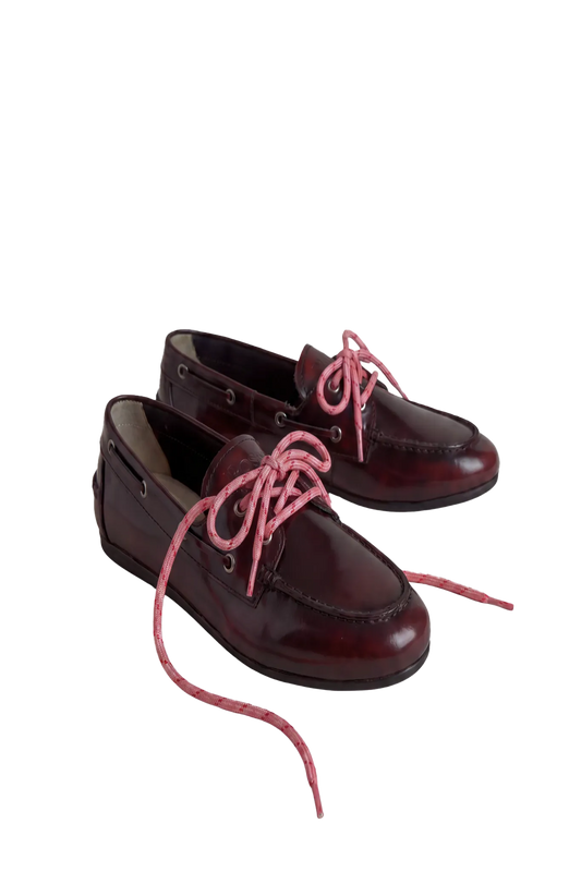 Boat Loafer Brushed Box Leather in Burgundy