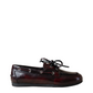 Boat Loafer Brushed Box Leather in Burgundy