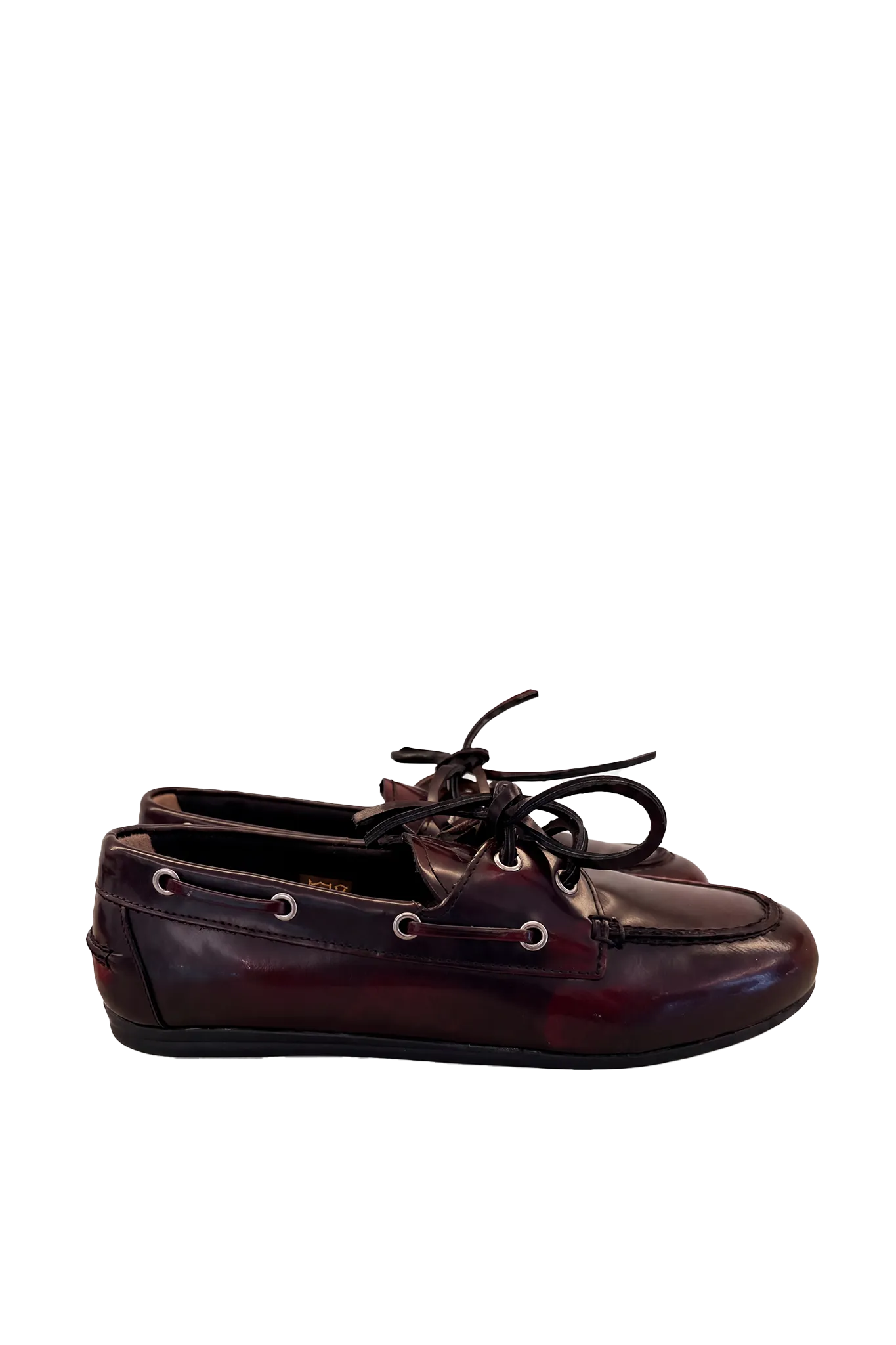Boat Loafer Brushed Box Leather in Burgundy
