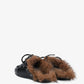 Boat Loafer Mule Hairy Fur Soft Leather in Black