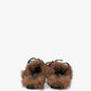 Boat Loafer Mule Hairy Fur Soft Leather in Black