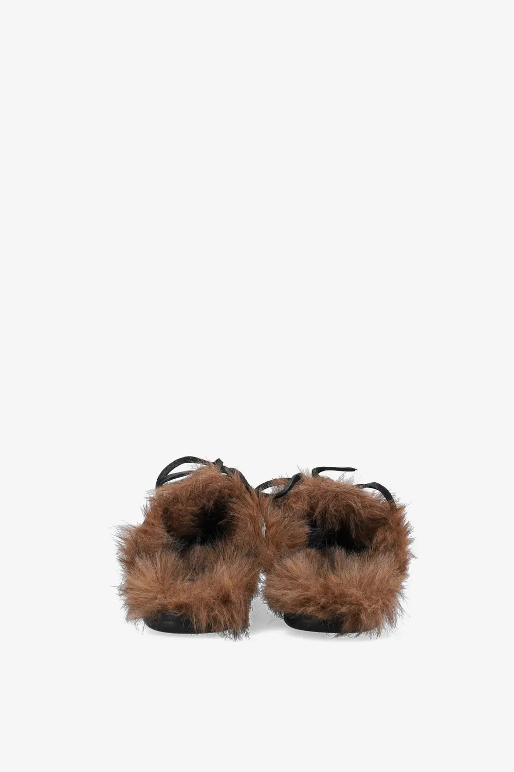 Boat Loafer Mule Hairy Fur Soft Leather in Black