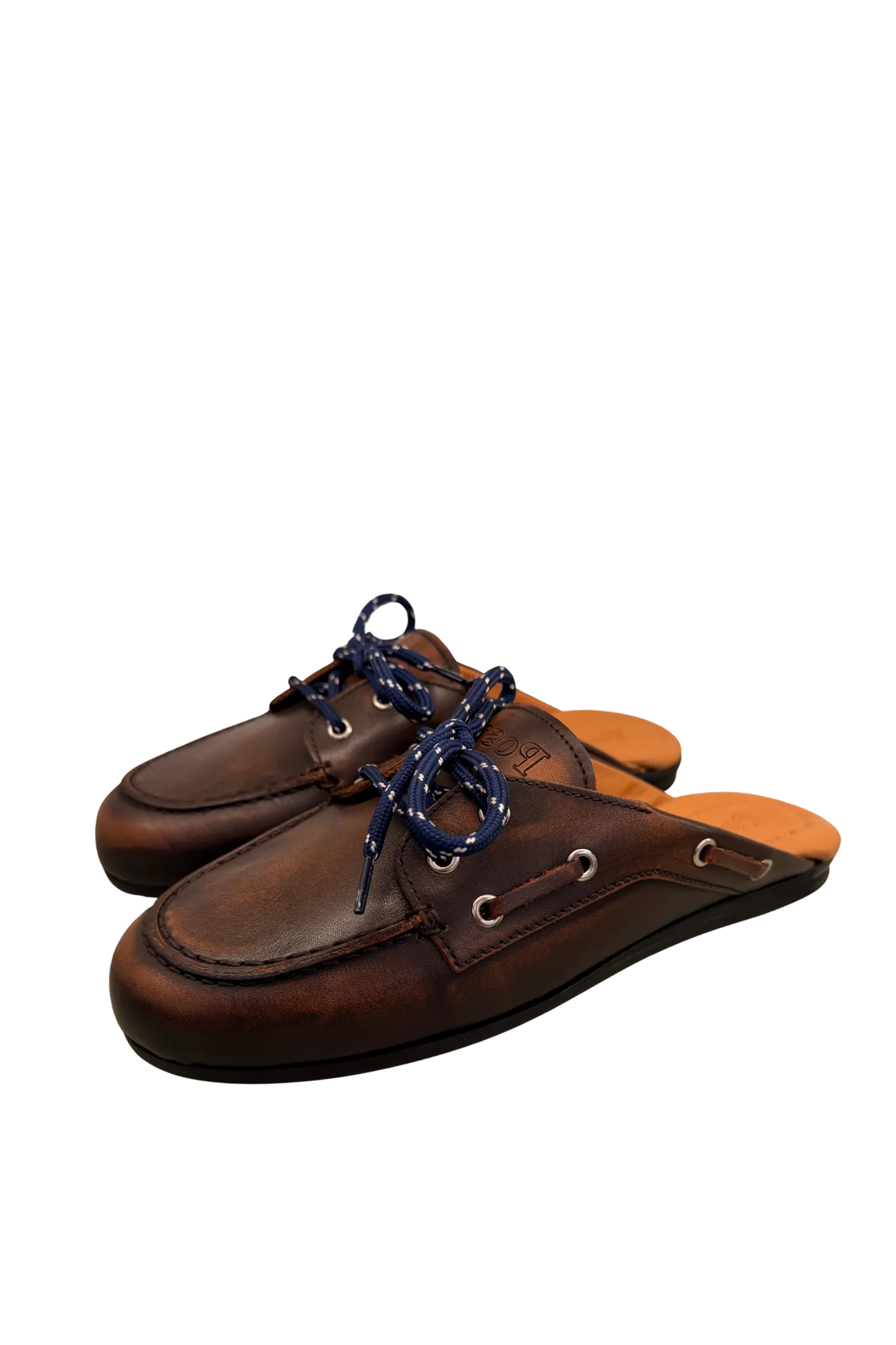 Boat Loafer Mule Leather in Coffee