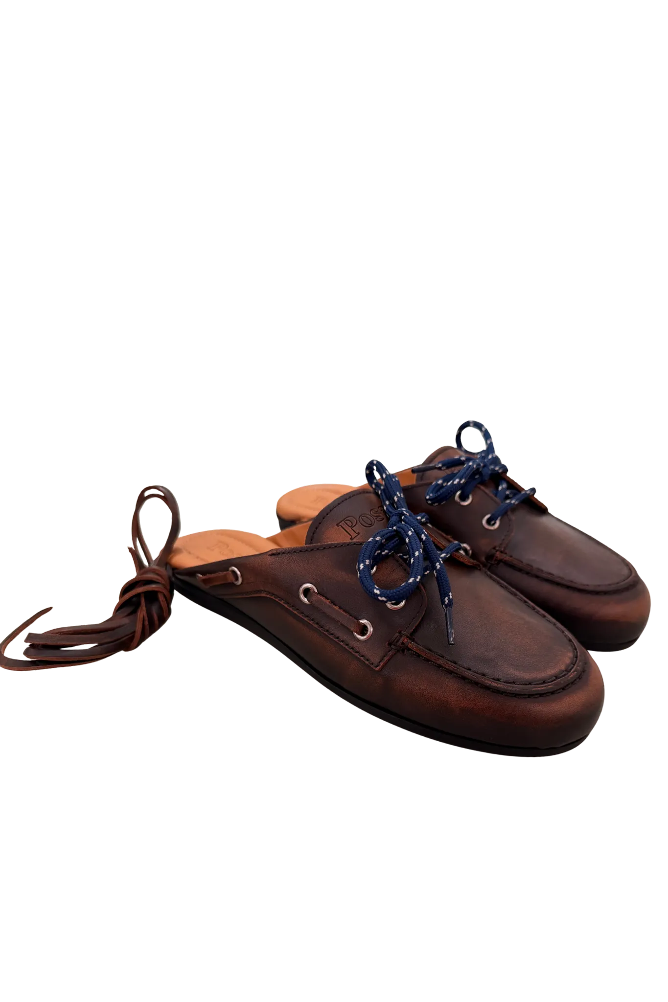 Boat Loafer Mule Leather in Coffee