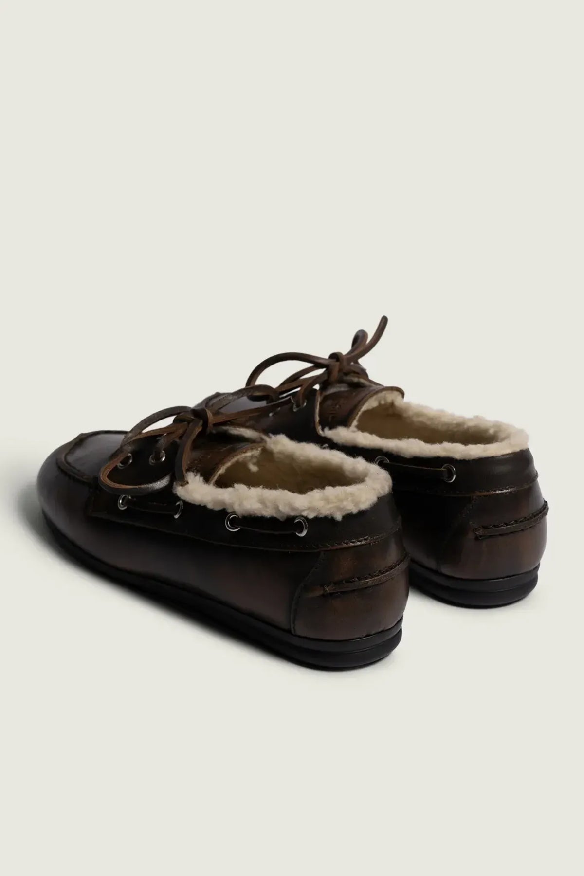 Boat Loafer Brushed Fur Leather in Coffee