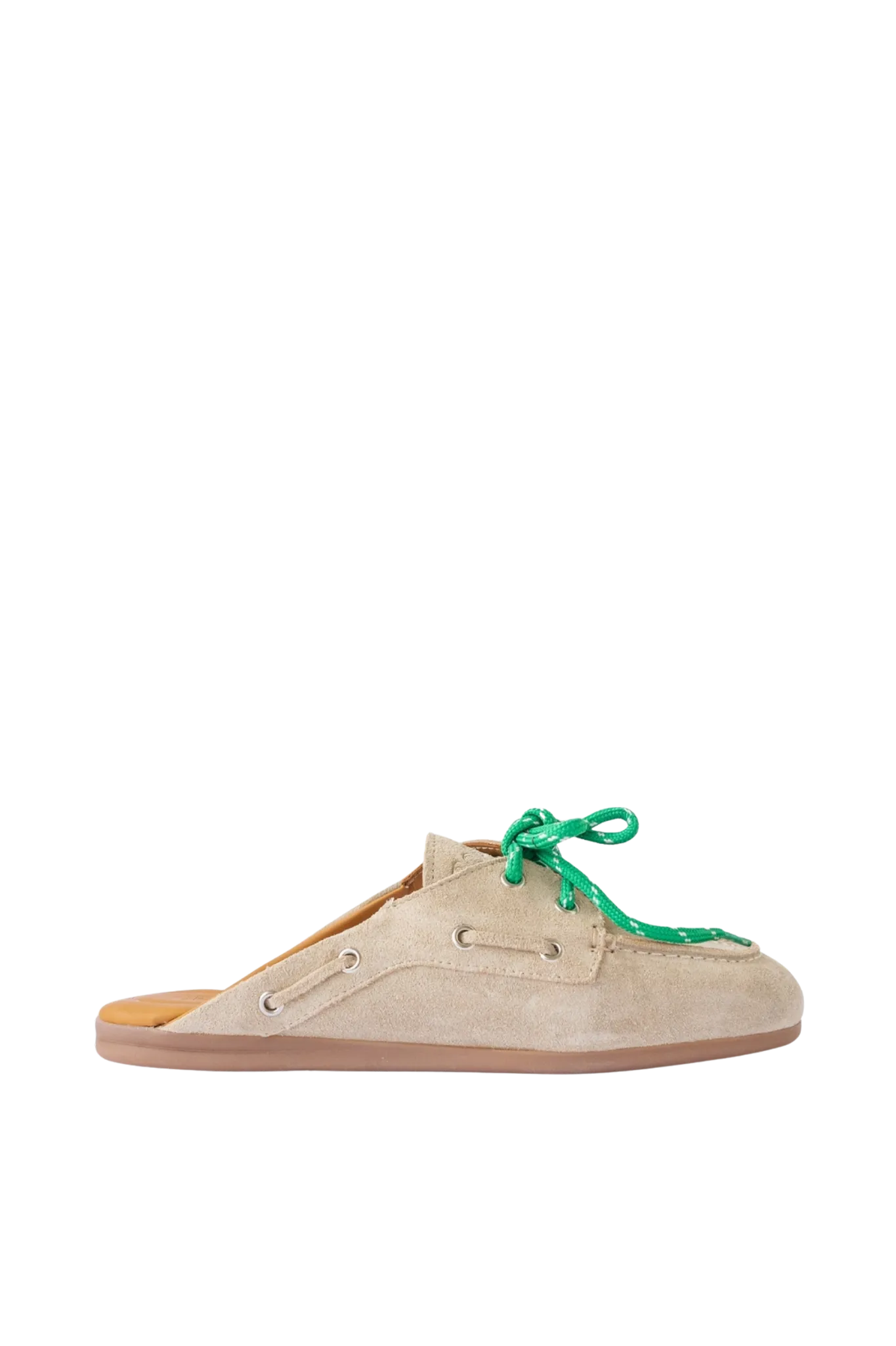 Boat Loafer Mule Suede in Light Taupe