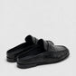 Penny Loafer Wrinkle Mule Leather in Black