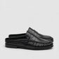 Penny Loafer Wrinkle Mule Leather in Black