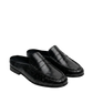 Penny Loafer Wrinkle Mule Leather in Black