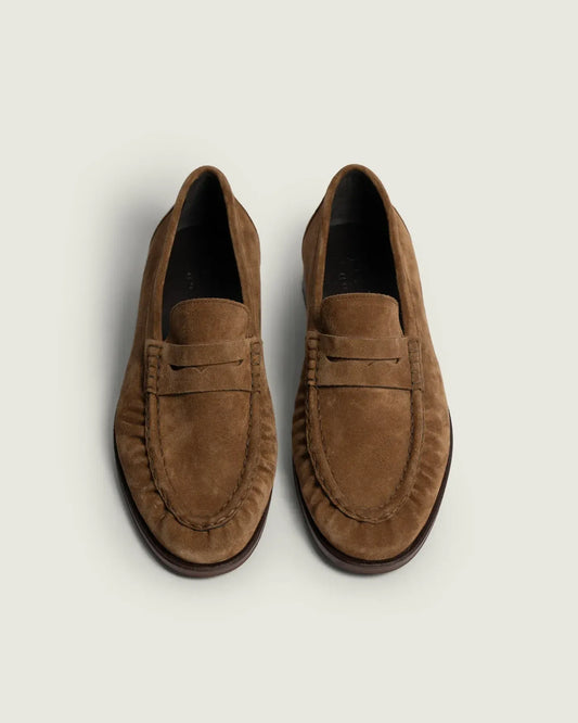 Penny Loafer Wrinkle Suede in Cognac