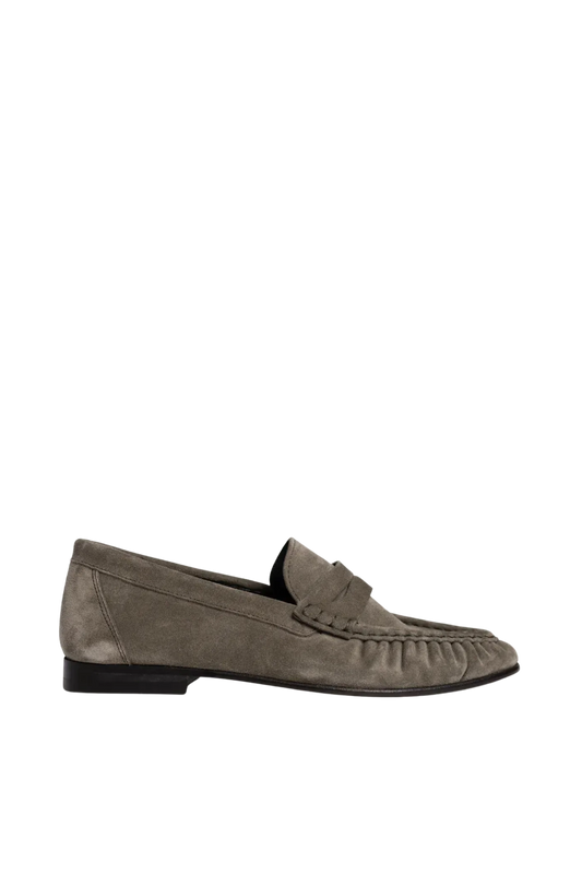 Penny Loafer Wrinkle Suede in Khaki