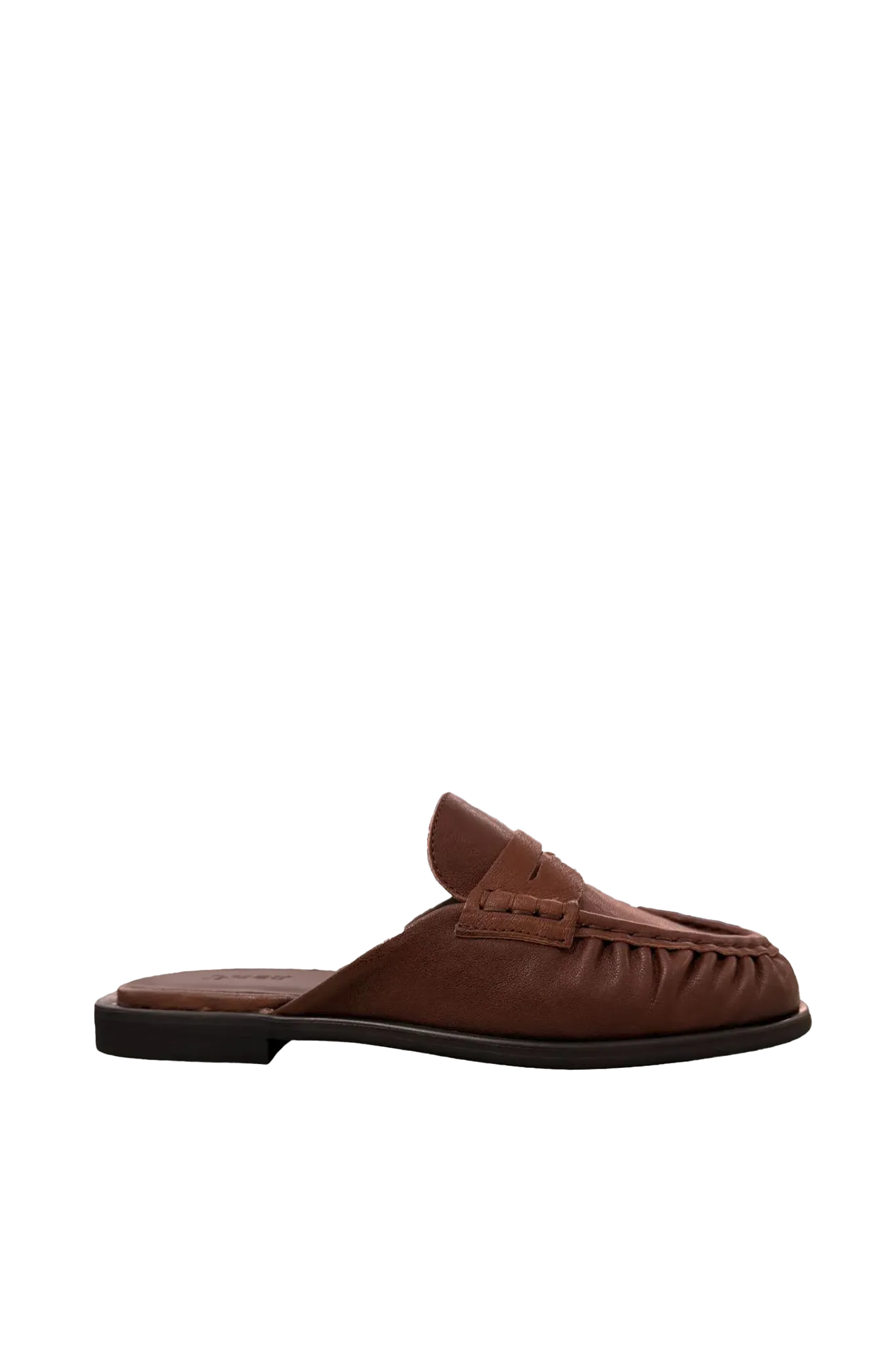 Penny Mule Leather in Saddle Brown