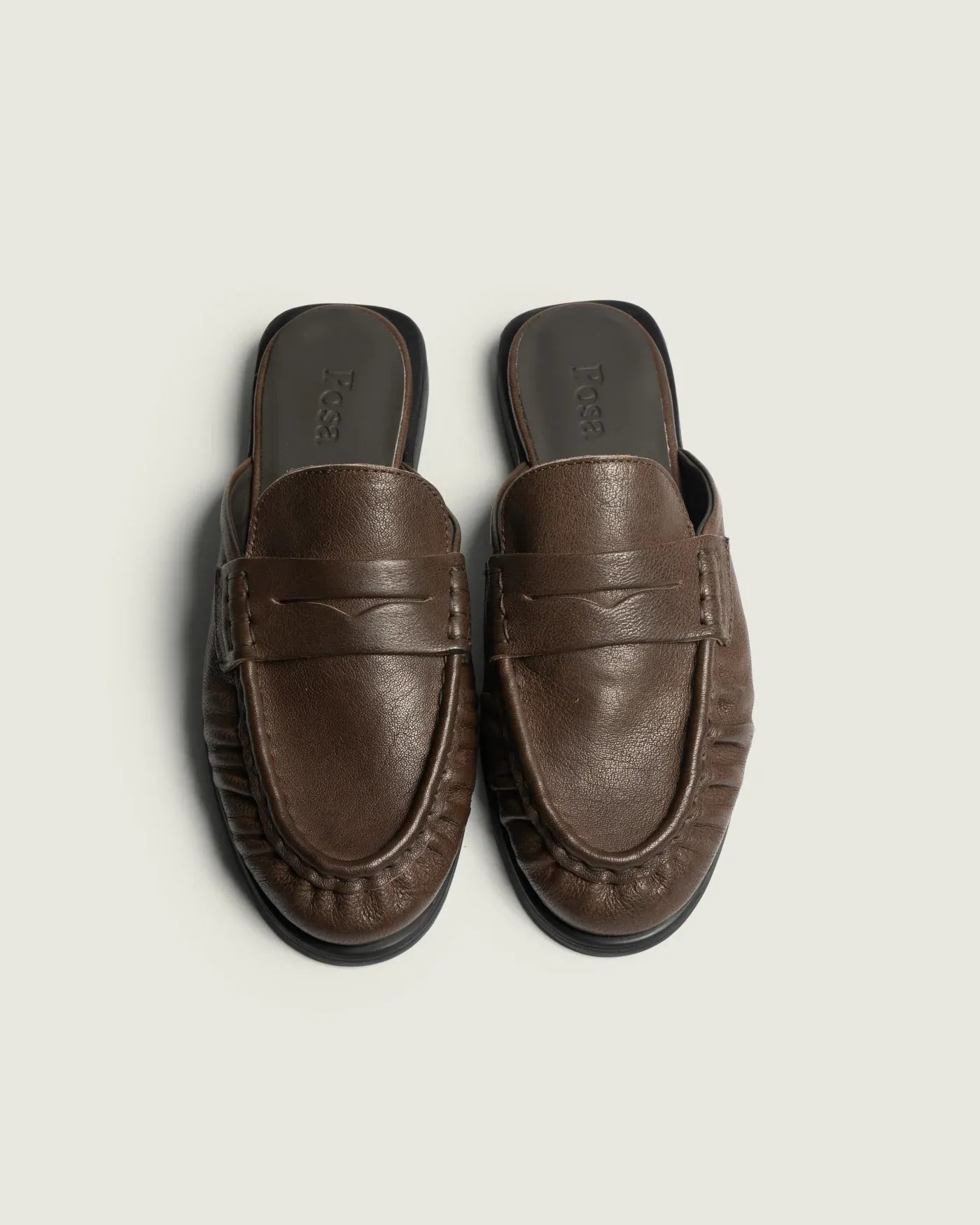 Penny Mule Leather in Saddle Brown