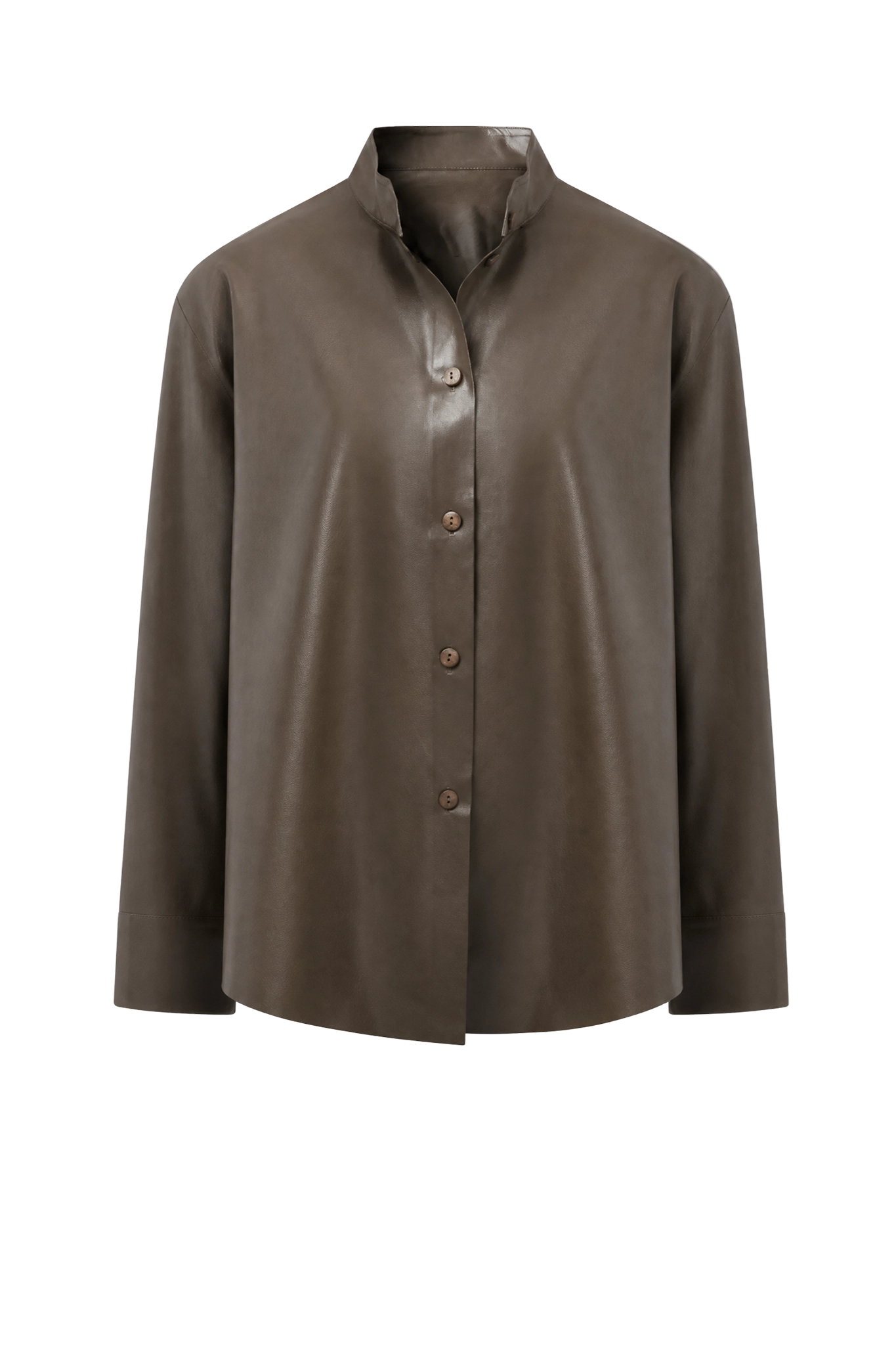 Shirtjacke Anny Vegan Leather in Dark Brown