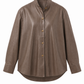 Shirtjacke Anny Vegan Leather in Dark Brown
