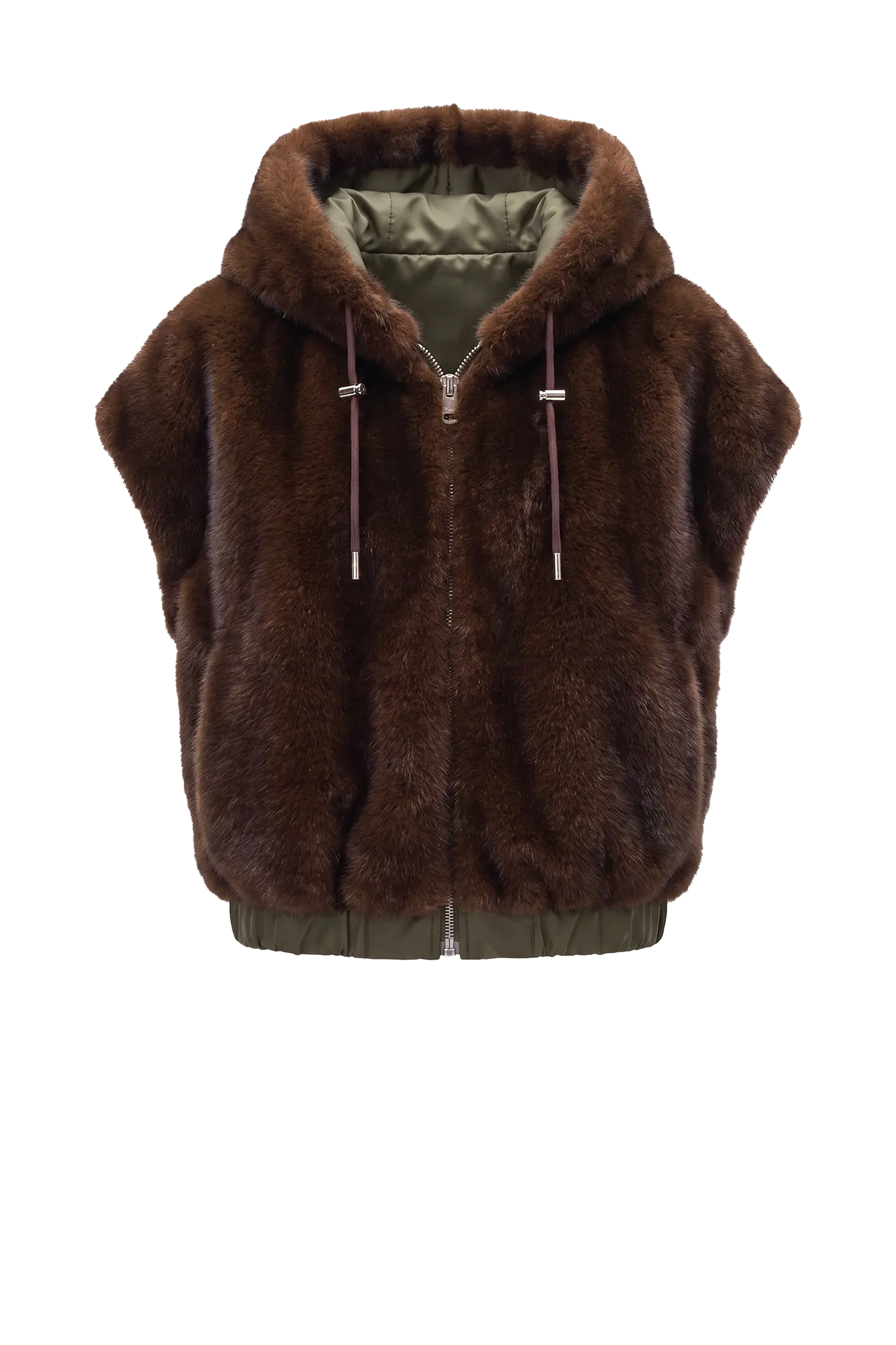 Weste Mia Reversible in Olive-Brown