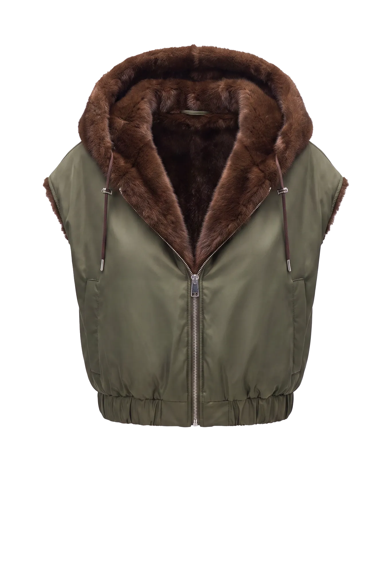 Weste Mia Reversible in Olive-Brown