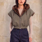 Weste Mia Reversible in Olive-Brown