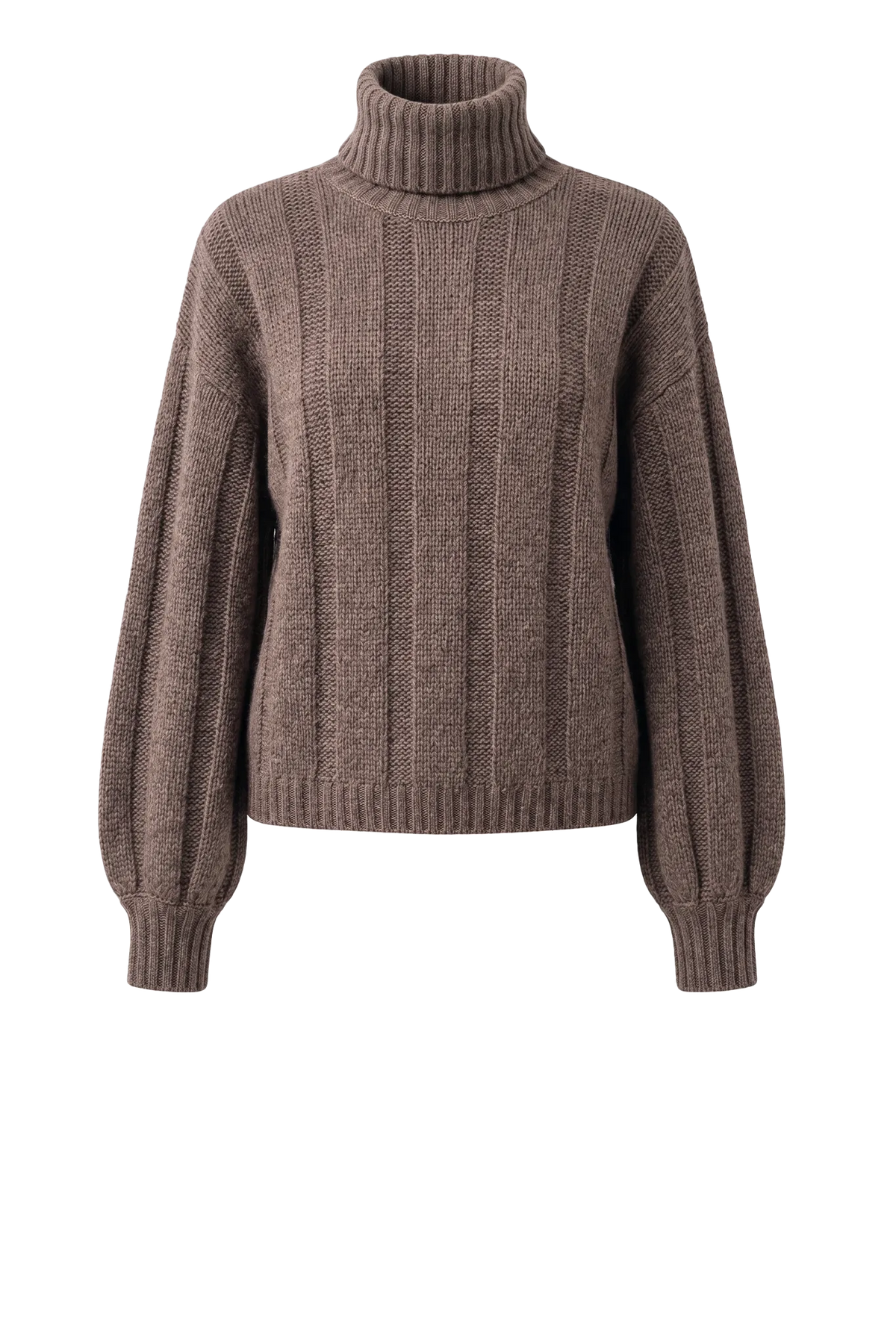 Pullover Turtle Neck Wide Ribs in Dark Natural