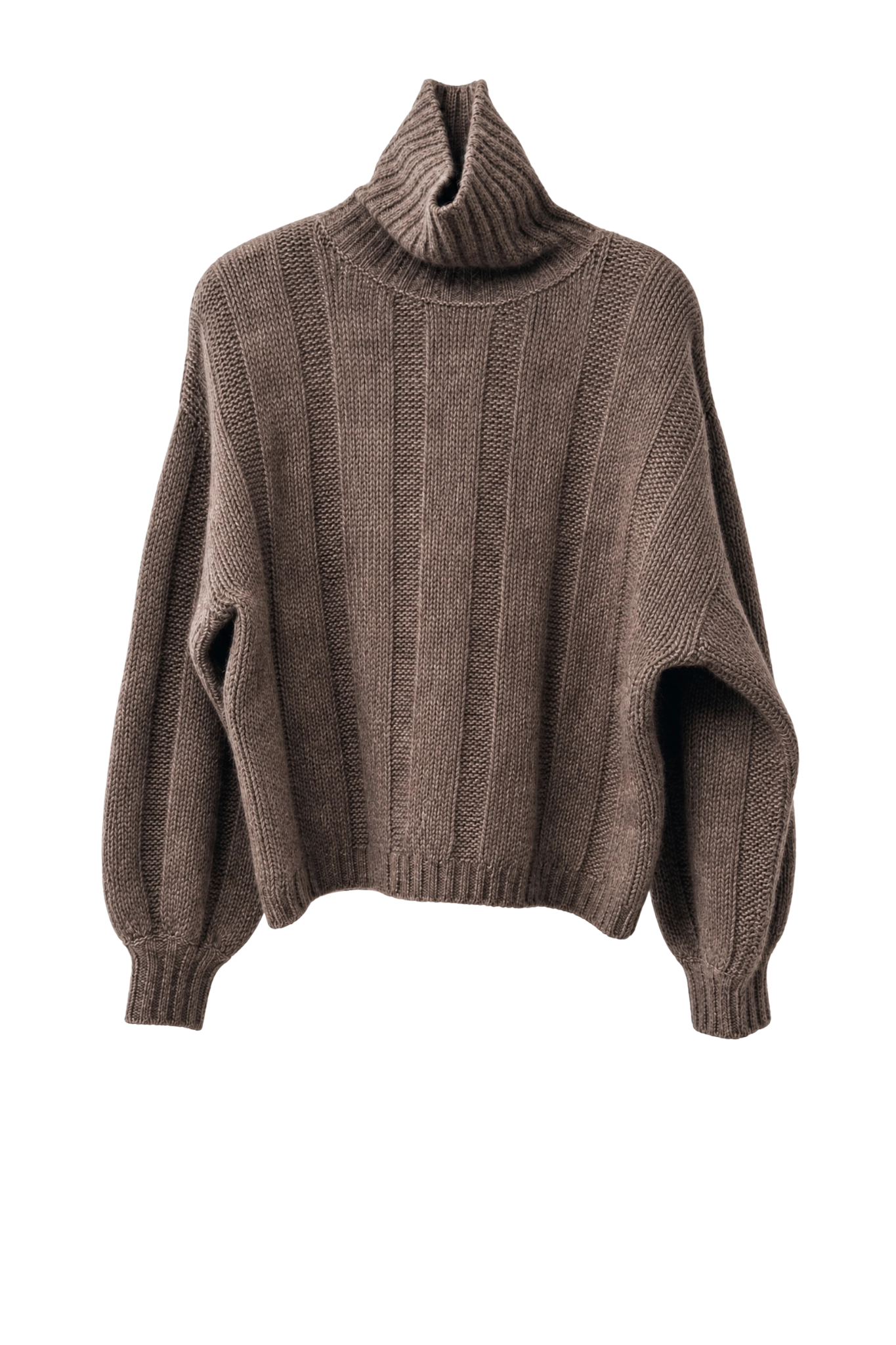 Pullover Turtle Neck Wide Ribs in Dark Natural